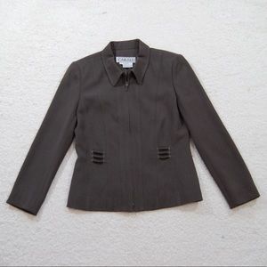 Carlisle brown blazer stretch full zip Sz 4